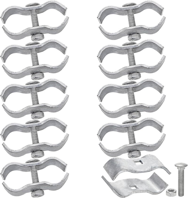 WRINGKIT 10 Pack Dog Kennel Clamps, 1-3/8" Chain Link Fence Panel Clamps, Galvanized Pipe Panel Frames, Chain Link Fence Hardware for Temporary Dog Kennels, Chicken Coops, Metal Cage - Image 1